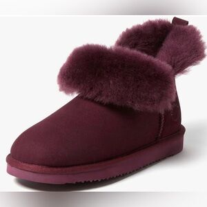 Women's Fireside by Dearfoams Perth Genuine Shearling Foldover Boot Sz 10 New